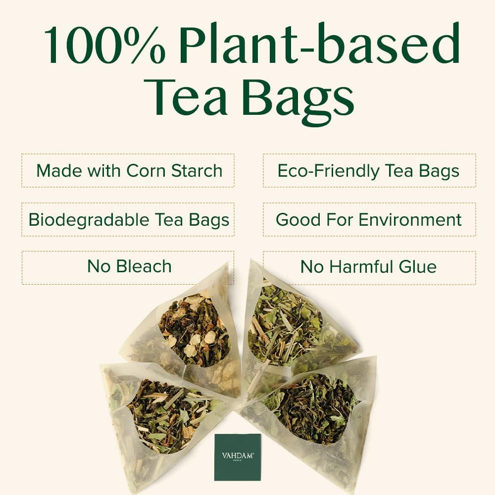 VAHDAM Ceai Chai Masala cu cardamom | 100 pliculețe piramidale | Ceai negru indian cu cardamom măcinat | Amestec original Chai cu cardamom din India | 100% natural