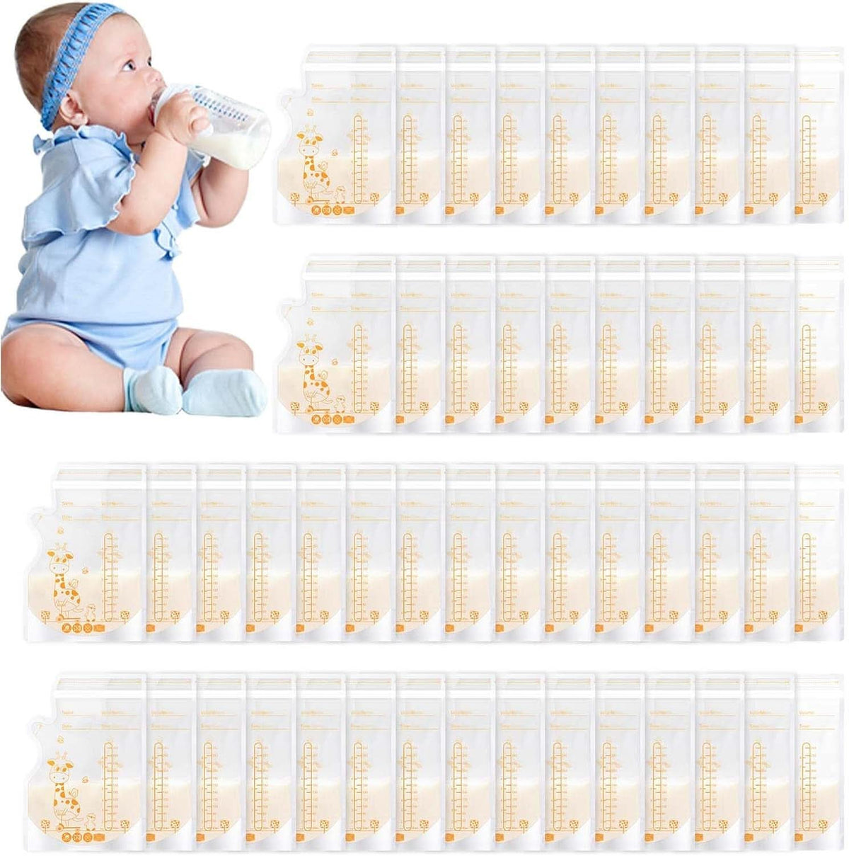 Vinabo 50 Stück Muttermilchbeutel, 250Ml Bpa-Frei Muttermilch Aufbewahrung Bag, Milchbeutel Für Muttermilch Mit Ausgießer Für Das Stillen, Selbststehender, Kann Eingefroren Werden, Vorsterilisiert Accesorii Hrana si Alaptare Bebe Naty Shop