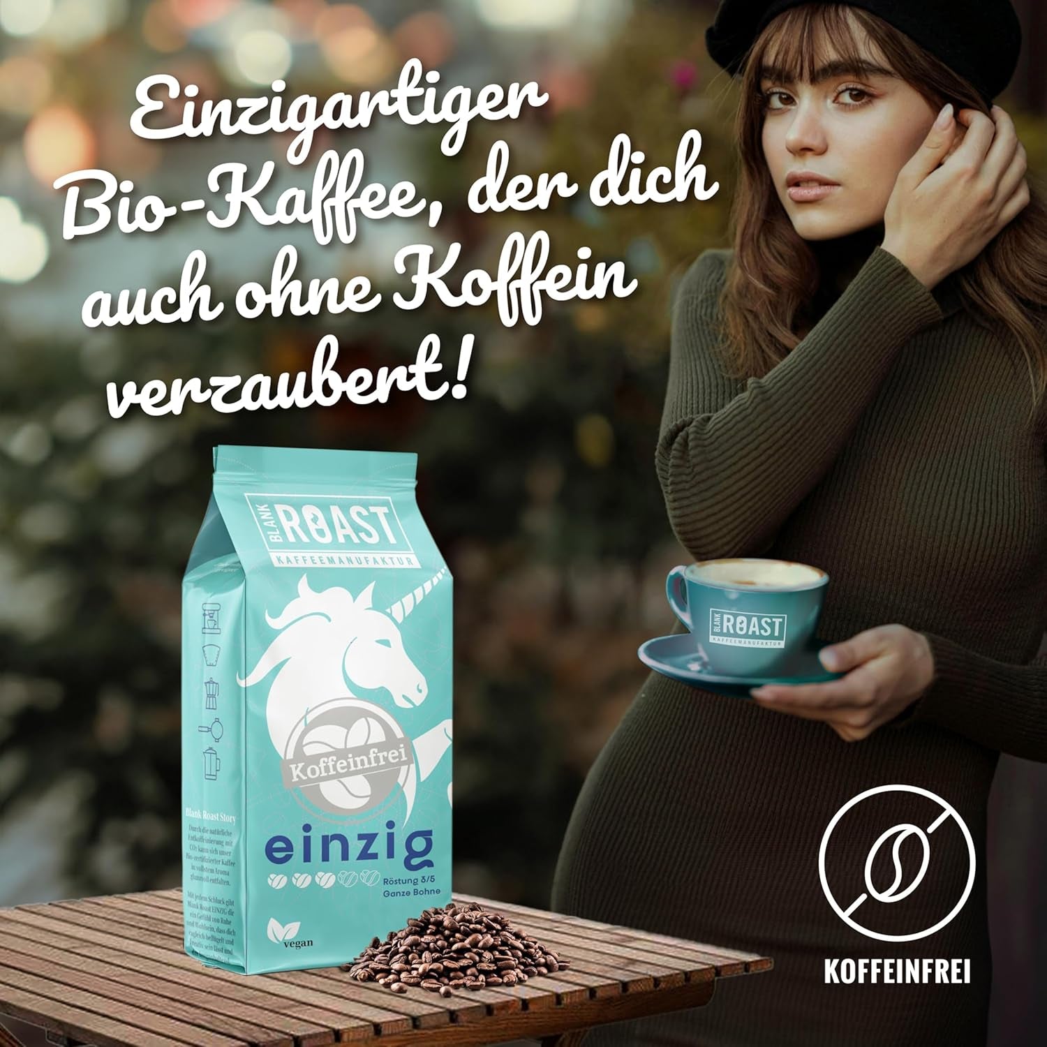 Blank Roast - EINZIG - 1kg - Kaffeebohnen koffeinfrei - 100% Arabica aus Peru - schonend & umweltfreundlich entkoffeiniert - säurearm mit voller Crema - ideal für jede Zubereitungsart
