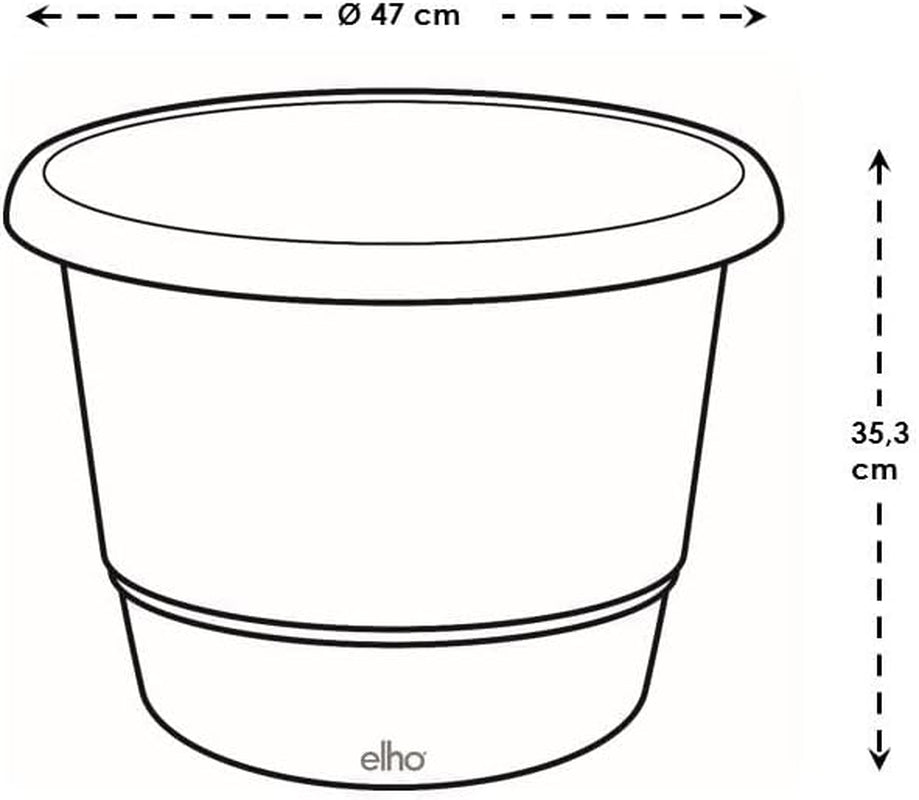 elho Amiga Round 47 - Ghiveci pentru flori pentru interior și exterior - 100% plastic reciclat - Ø 47,0 x Î 35,3 cm - Bej/Bej Ciupercă