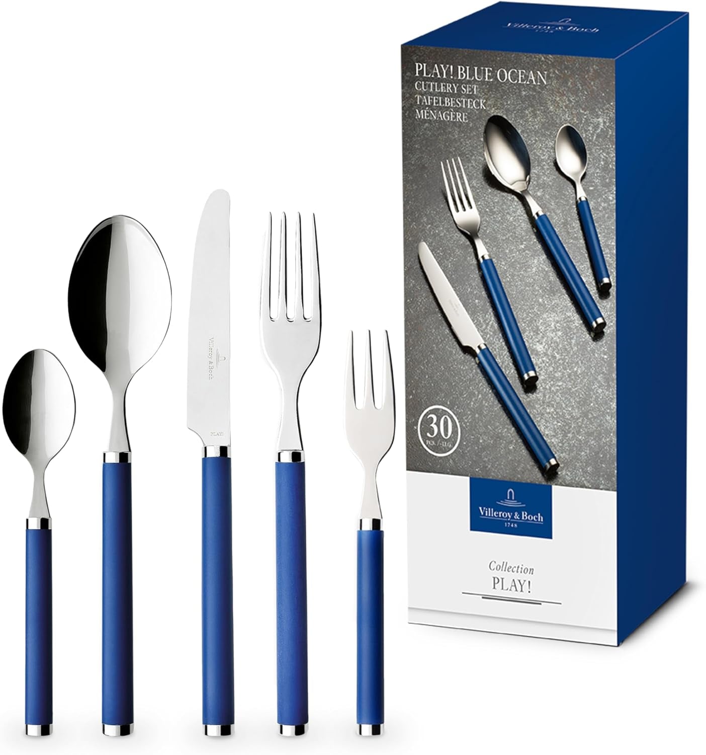 Villeroy & Boch - Play! Tacâmuri Blue Ocean, Set 30 piese Bucatarie Naty Shop