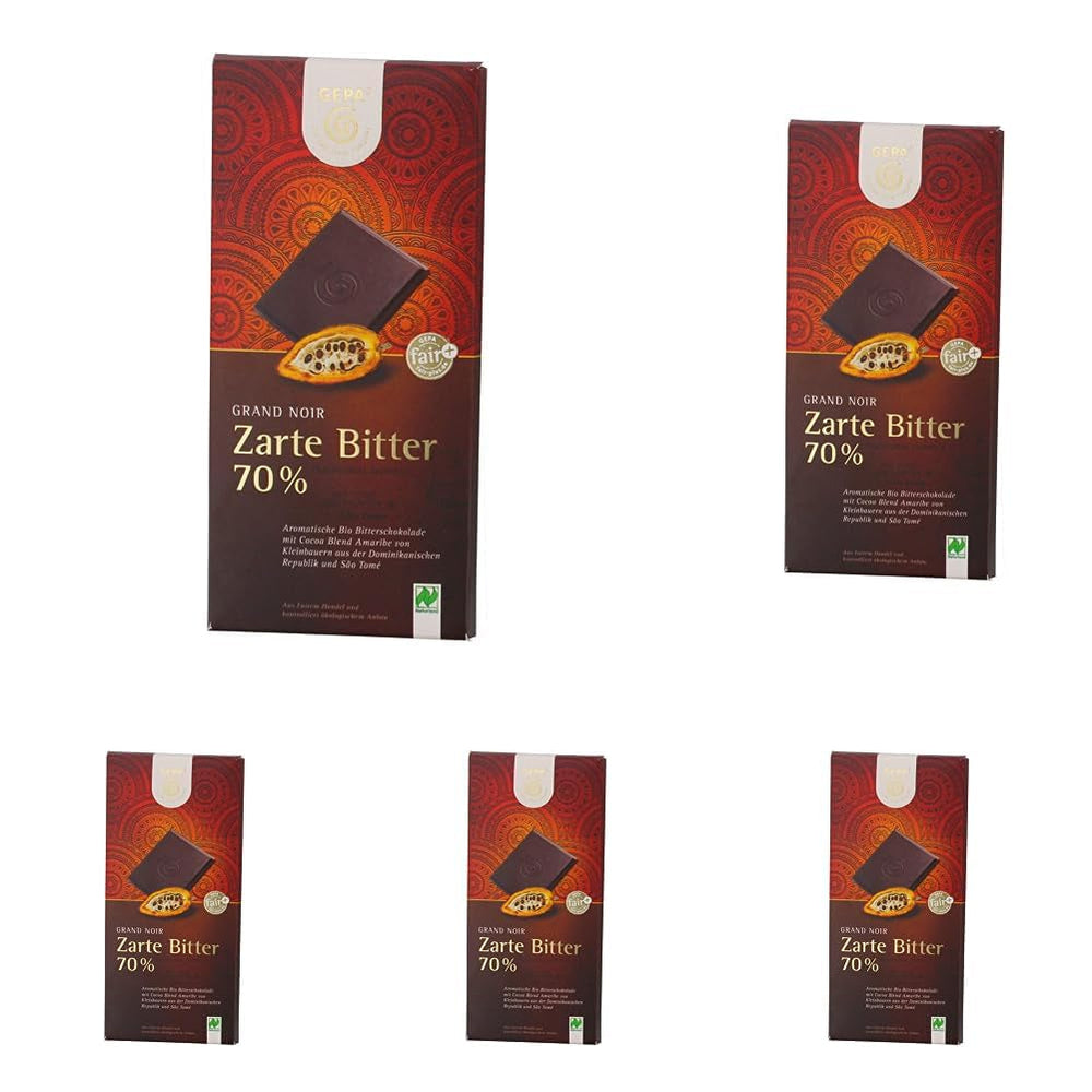 - Ciocolată neagră Grand Noir - 70% ciocolată organică DE-ÖKO-013 - 100g (pachet de 5)