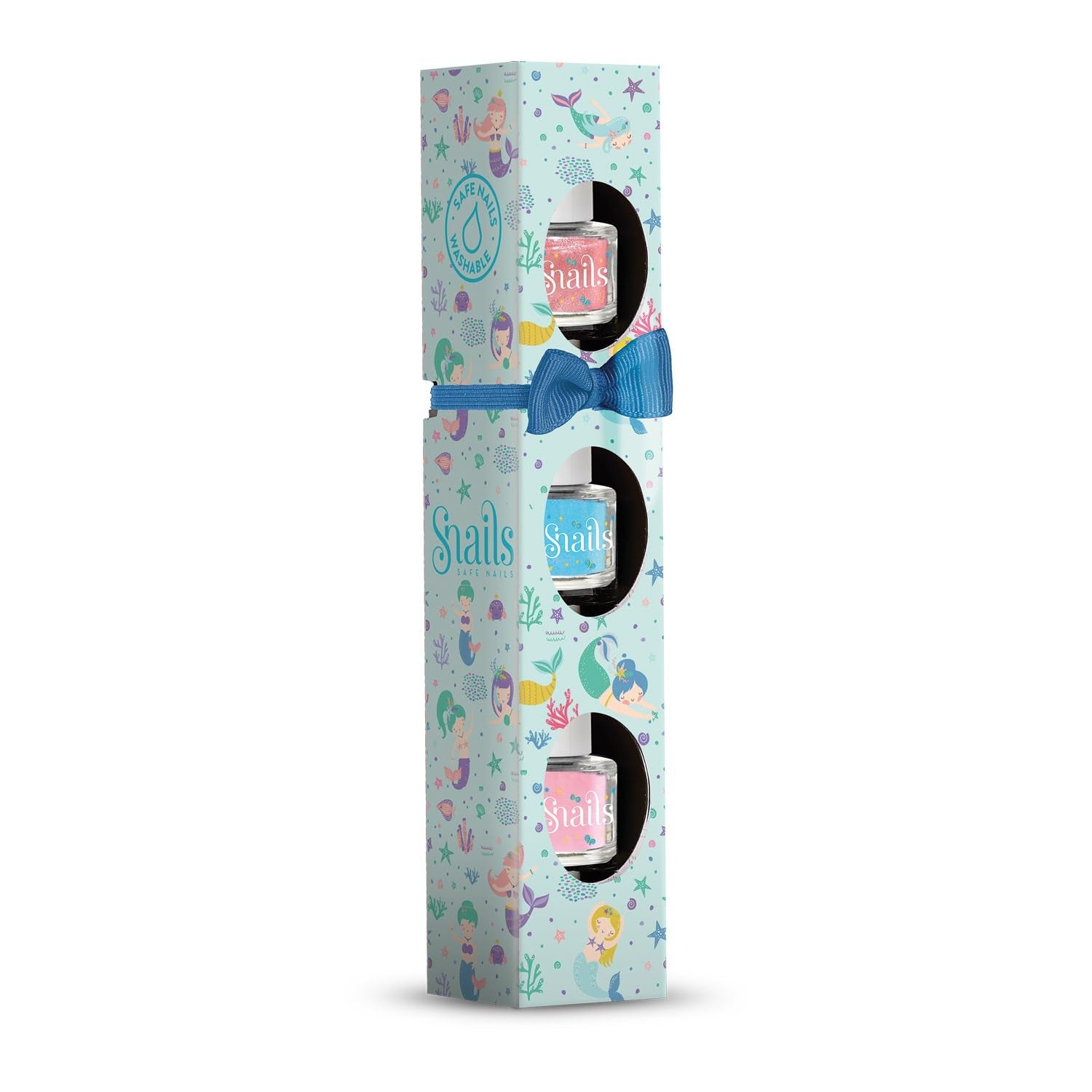 Set cadou de ojă pentru copii Snails 510407, Mini Sirenă 3x5ml, pe bază de apă, lavabilă, sigură, vegană