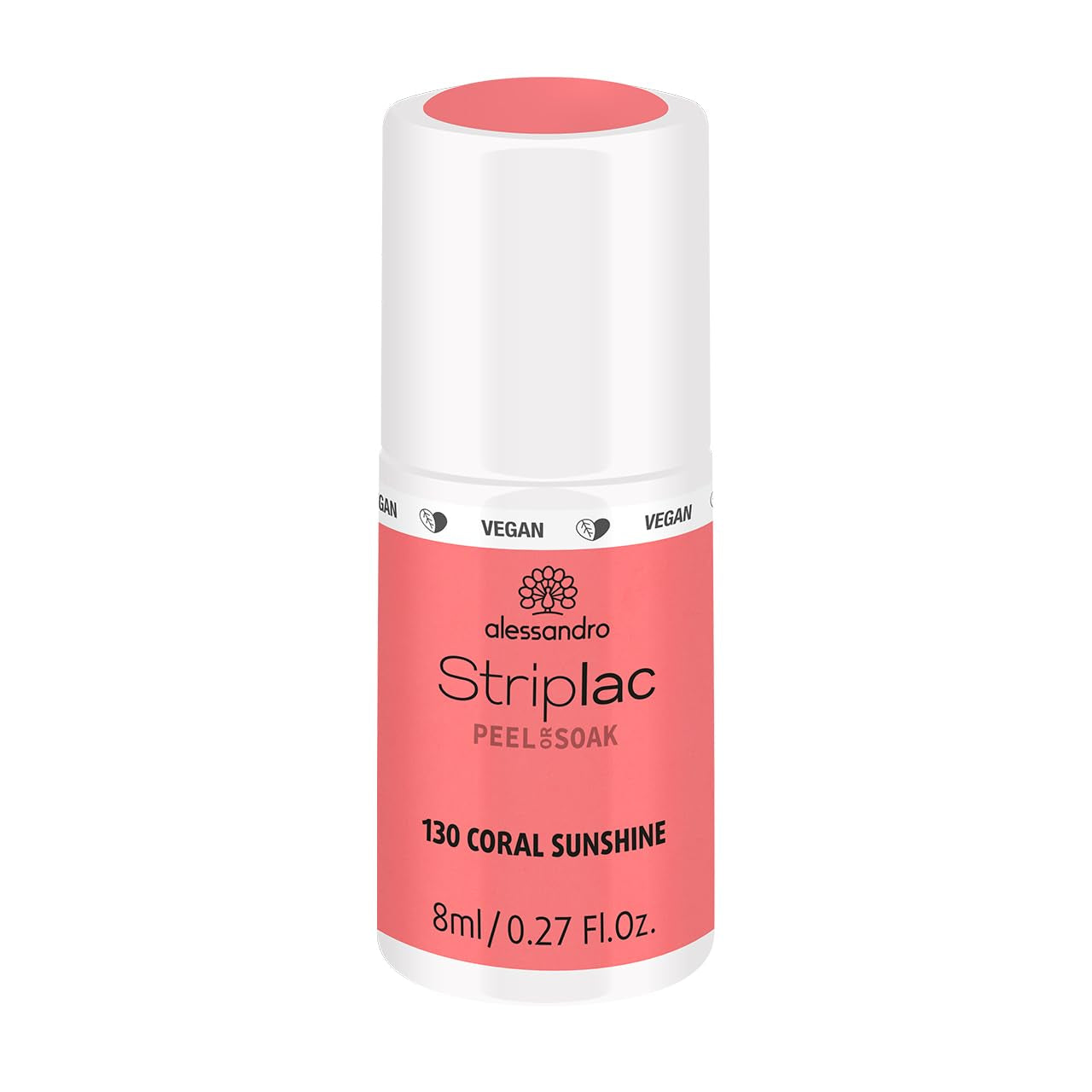 Oja UV alessandro Striplac Coral Sunshine – Delicată și de lungă durată – Îndepărtare ușoară datorită tehnologiei de îndepărtare – Vegană și cruelty-free – 8 ml