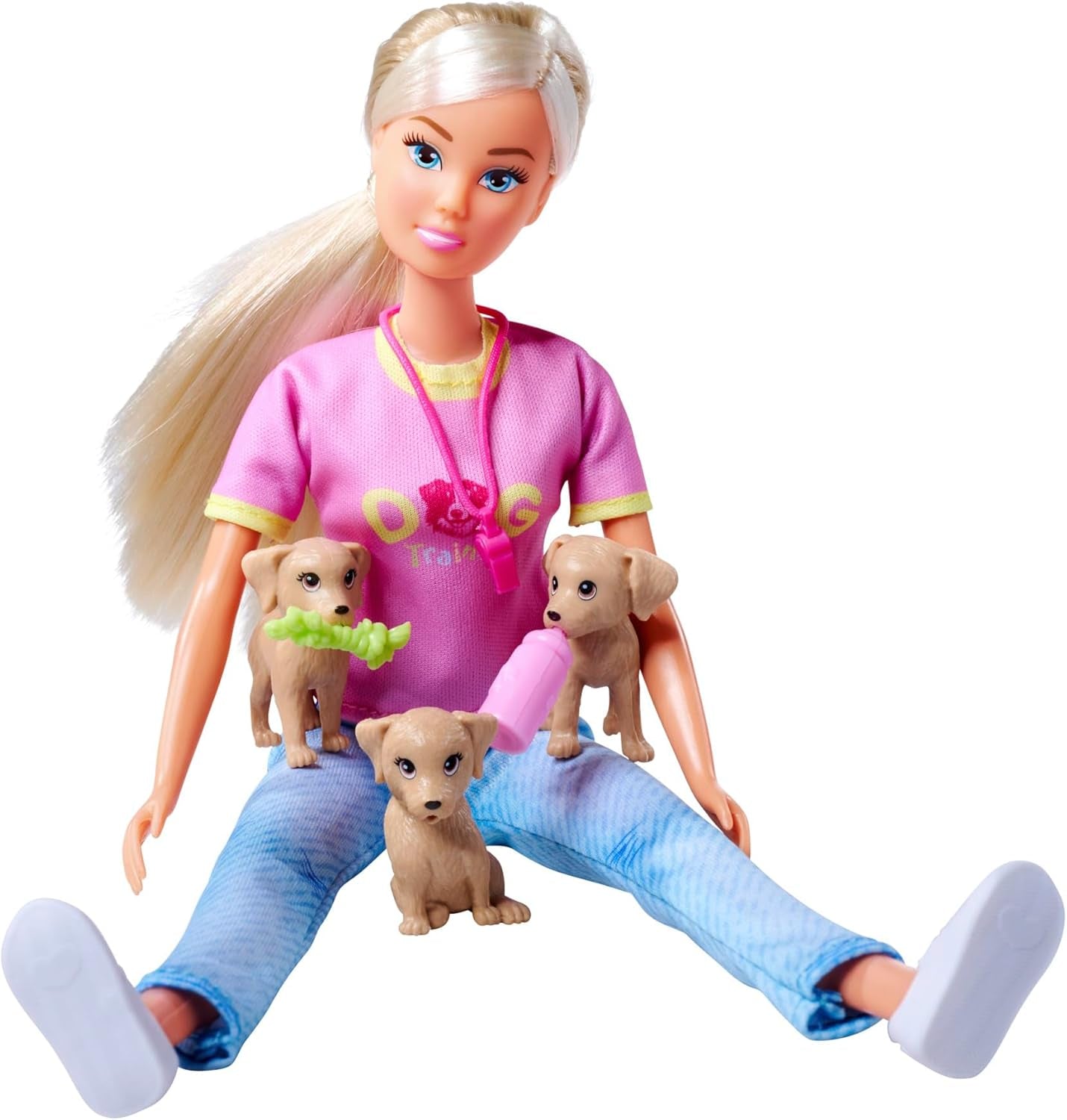 Simba Steffi Love Dog Trainer, Spielpuppe als Hundetrainerin mit einem Trainingsparcour, 3 Hunden und Zubehör, 29cm, ab 3 Jahren