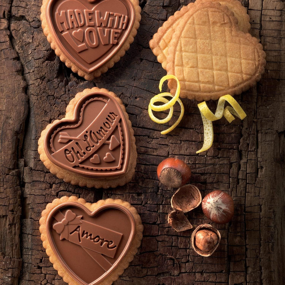 silikomart | CKC06 Formă de silicon pentru bomboane de ciocolată COOKIE LOVE SLIM, antiaderentă, 6 bomboane de ciocolată, 1 pachet, formă pentru bomboane, Easy Choc, 64 x 63 mm, h 5 mm, volum 51 ml, Fabricată în Italia