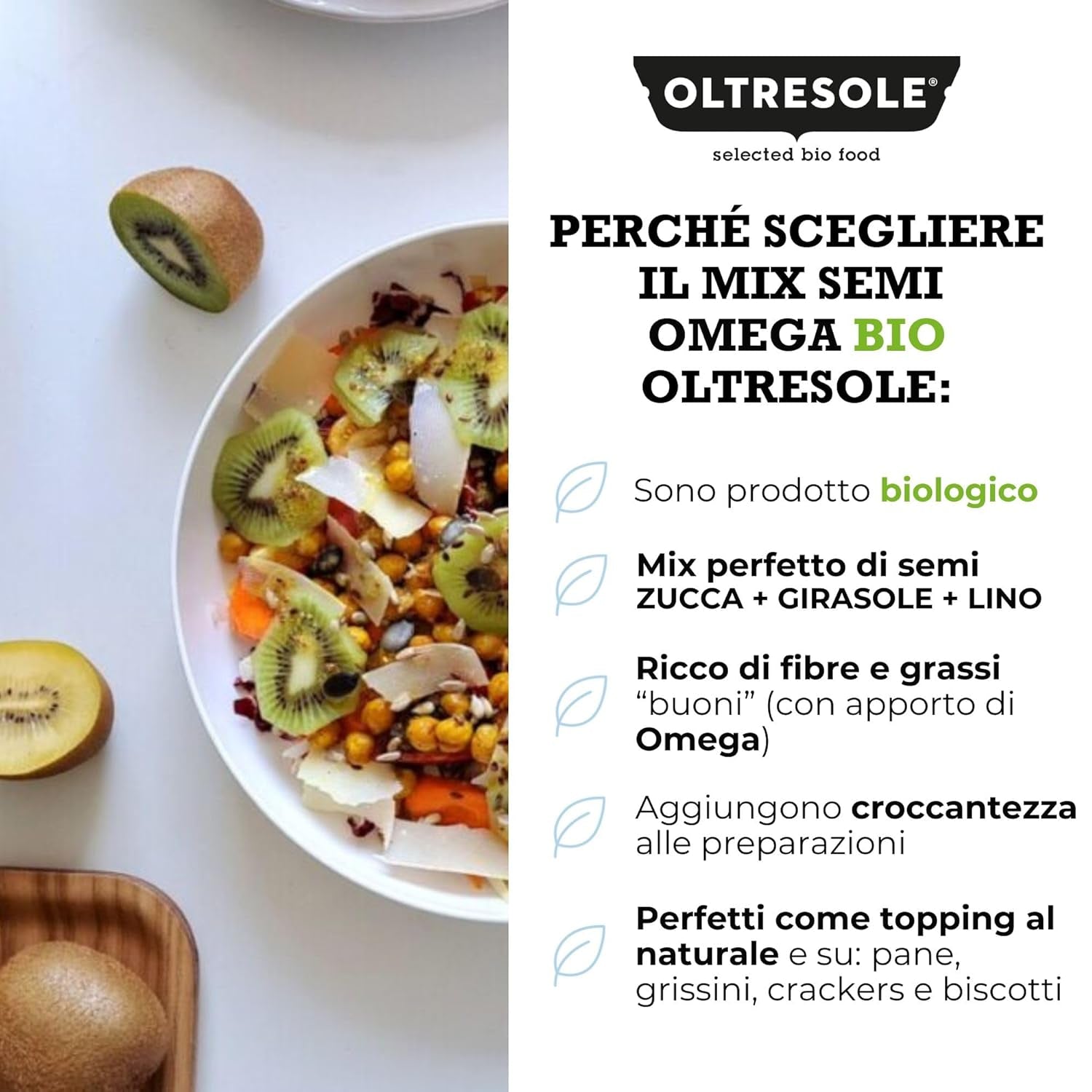 Mix organic de semințe Omega 3 kg (amestec de semințe de dovleac, floarea-soarelui și in), un amestec de 3 semințe oleaginoase crude întregi, bogat în proteine, fibre și acizi grași omega-3