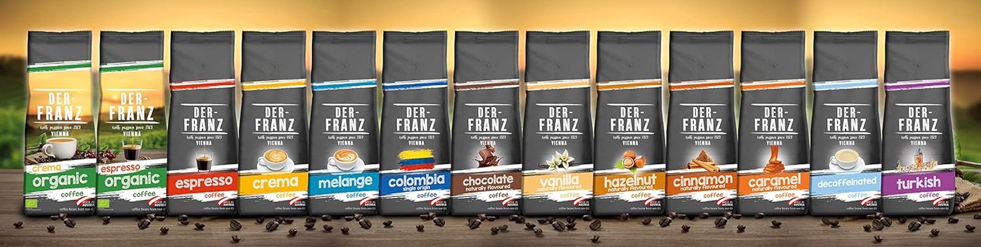 DER-FRANZ Kaffee Crema, Intensität 4/5, 100% Arabica, ganze Kaffeebohnen, 3 x 500 g
