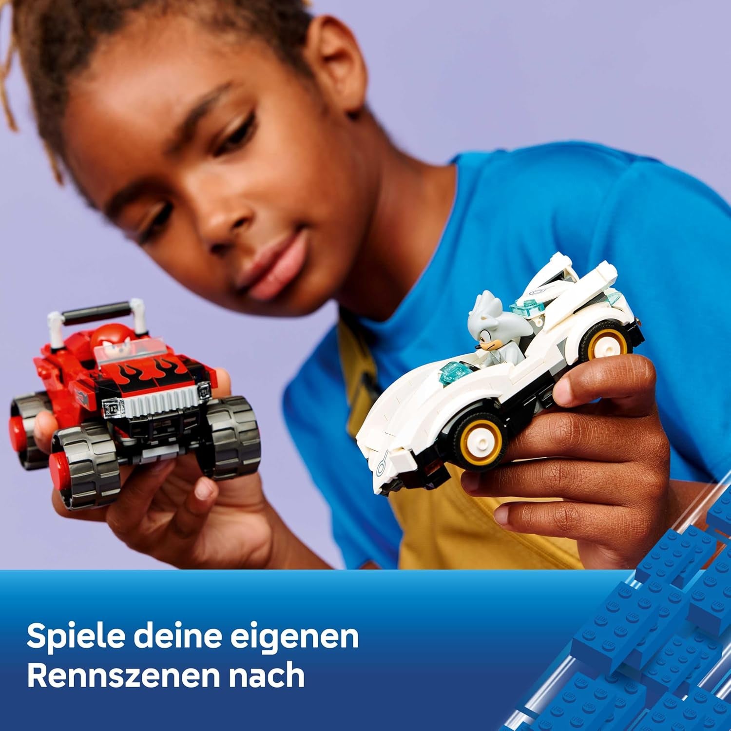 LEGO Sonic the Hedgehog Silvers Auto vs. Knuckles’ Monstertruck - Kinder Spielzeug mit 2 Flitzern und 2 Minifiguren - Geschenk für Jungen und Mädchen ab 8 Jahren - Sonic Fanartikel für Gamer - 77118