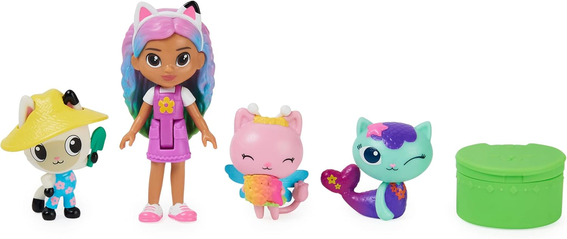 Gabby‘s Dollhouse, Regenbogen Figuren Set, Gabby mit 3 Katzenfiguren und 1 Cat Delivery Überraschungsbox, geeignet für Kinder ab 3 Jahren