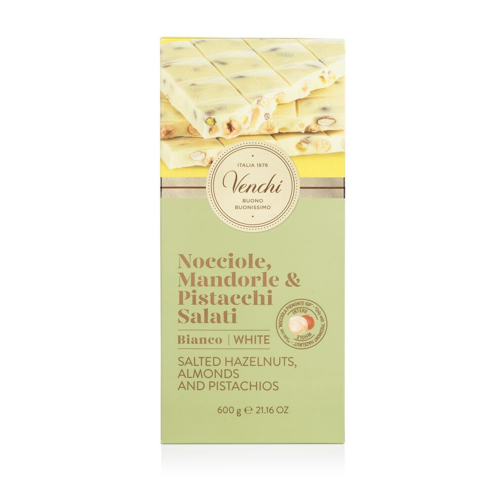 Venchi - Baton Maxi de Ciocolată Albă, Sărat, 600g, Fără gluten, Fără coloranți artificiali și fără conservanți