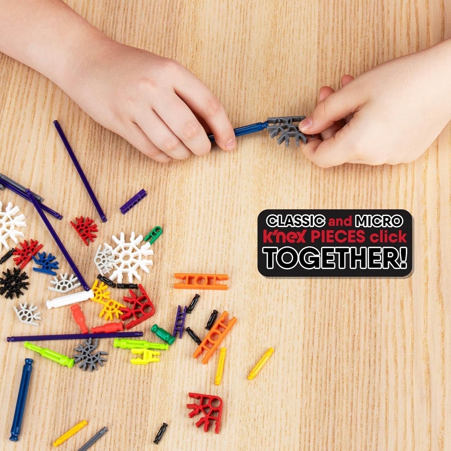 Basic Fun K'NEX Click and Construct Bauset mit Aufbewahrungsbox, Lehrreiches Spielzeug für Kinder, 522-teiliges STEM-Kit, Konstruktionsspielzeug ab 7 Jahren
