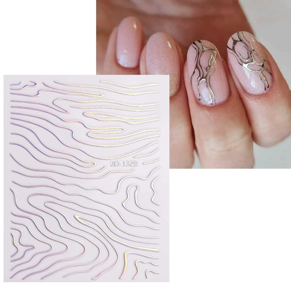 JMEOWIO Nagelsticker Aurora 12 Blatt Nail Art Sticker Selbstklebend Nagelaufkleber Holografisch Dekoration Nageldesign Zubehör