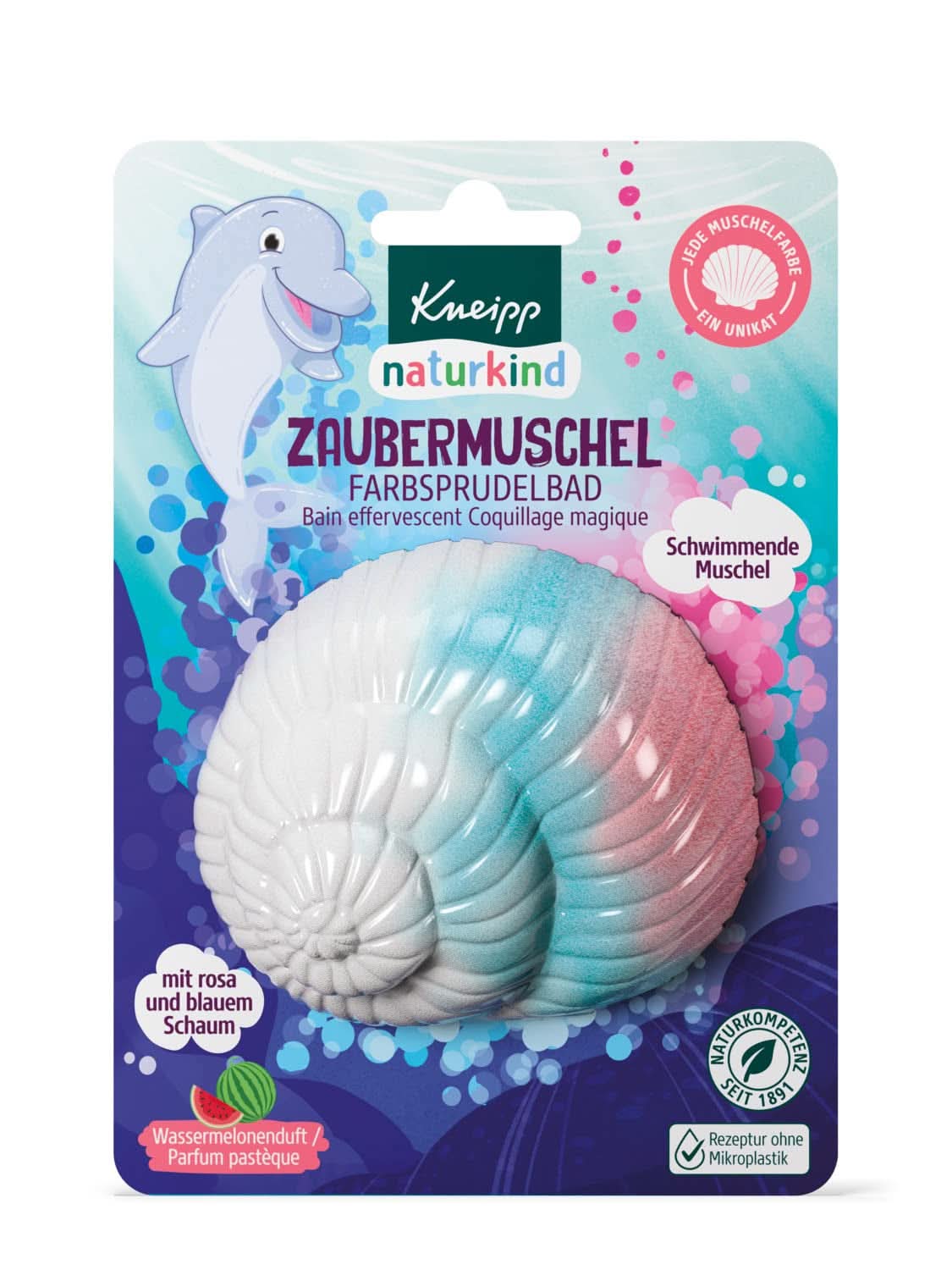 Kneipp Naturkind, aditiv de baie cu ulei valoros de semințe de struguri și avocado - coajă plutitoare cu aromă de pepene galben pentru distracție magică în baie - 1 buc. Duș și baie Naty Shop