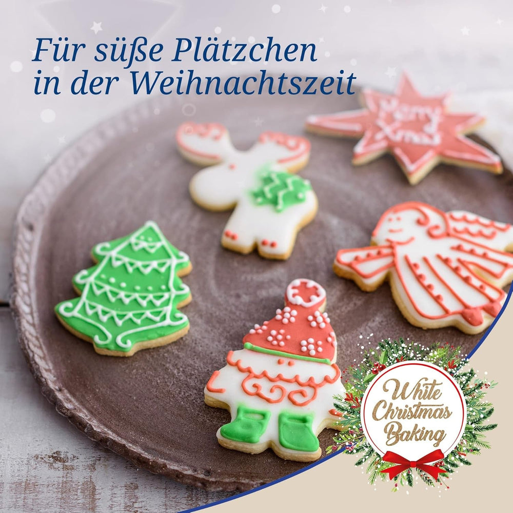 Forme de biscuiți de Crăciun Dr. Oetker, Set de 5 – Forme de biscuiți albe pentru copt de Crăciun – Forme de biscuiți din oțel inoxidabil pentru Crăciun