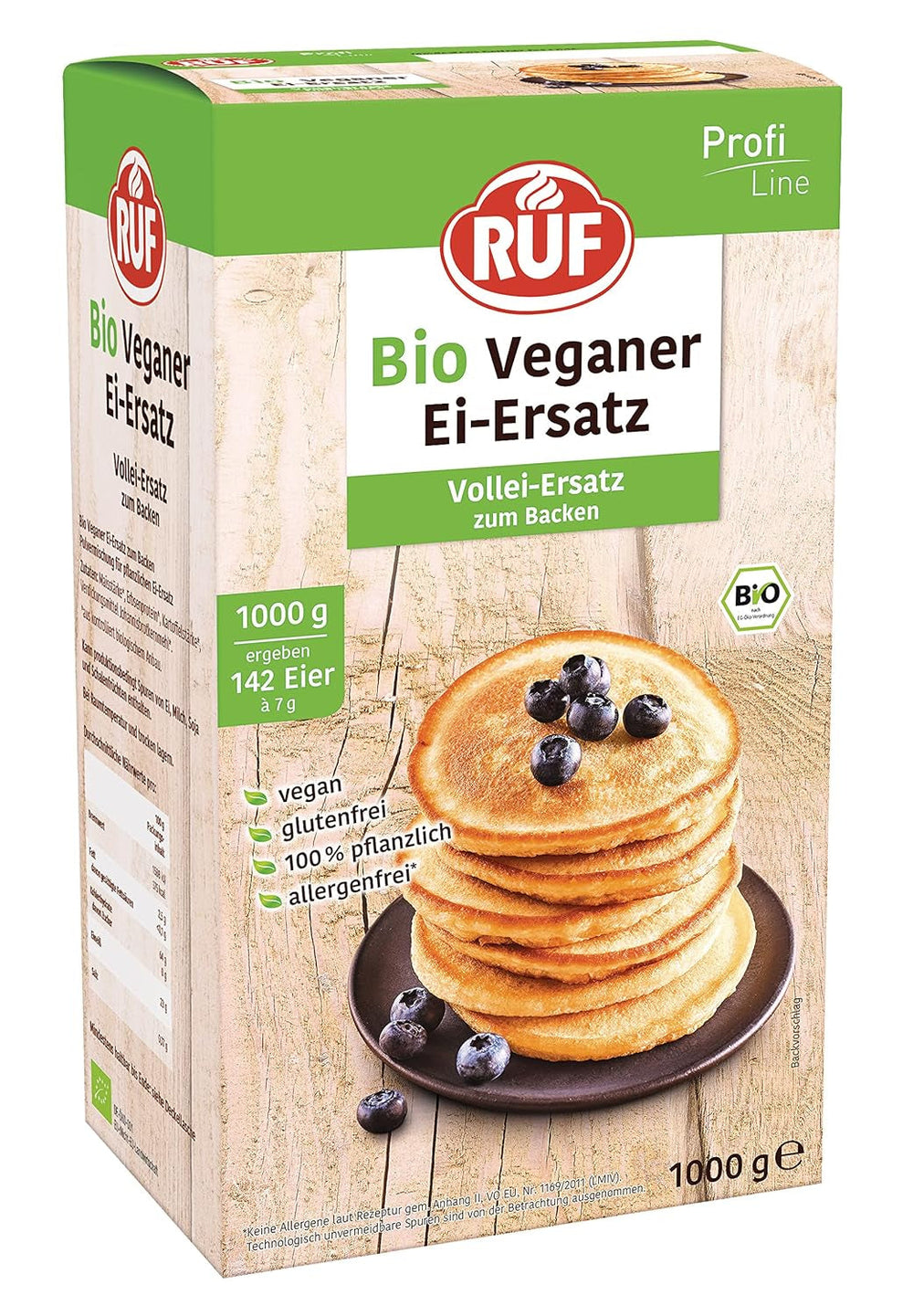 RUF Bio Veganer Ei-Ersatz, 100% pflanzlicher Vollei-Ersatz, Ei-Ersatz-Pulver zum Backen, Kochen, Panieren & für Desserts, entspricht 4 Eiern