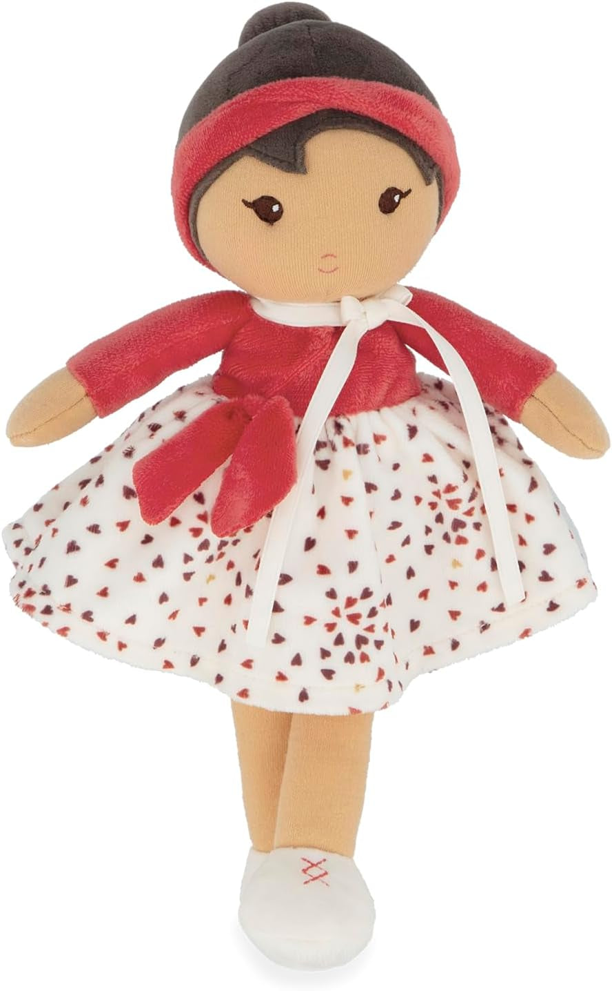 KALOO - Tendresse – Meine 1. Puppe aus Amandin-Stoff – Stoffpuppe 25 cm – Rosa aus Chiffon – Matte Haut – schöne Geschenkbox und Band personalisierbar – ab der Geburt K200004