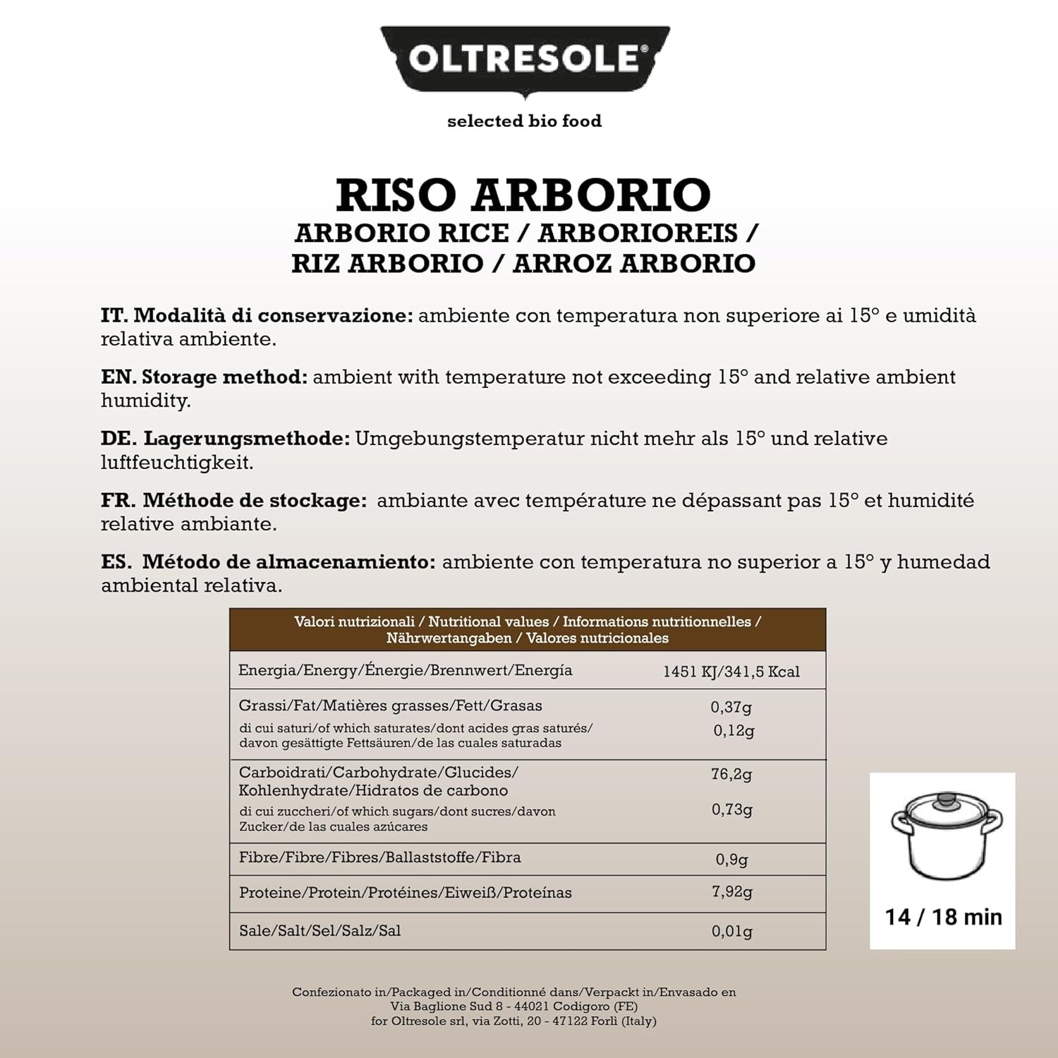 Orez Arborio italian artizanal, orez cu bob mare și amidon, ideal pentru supe, risotto și salate de orez, ambalat în vid în 2 saci de 1 kg