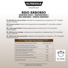 Orez Arborio italian artizanal, orez cu bob mare și amidon, ideal pentru supe, risotto și salate de orez, ambalat în vid în 2 saci de 1 kg