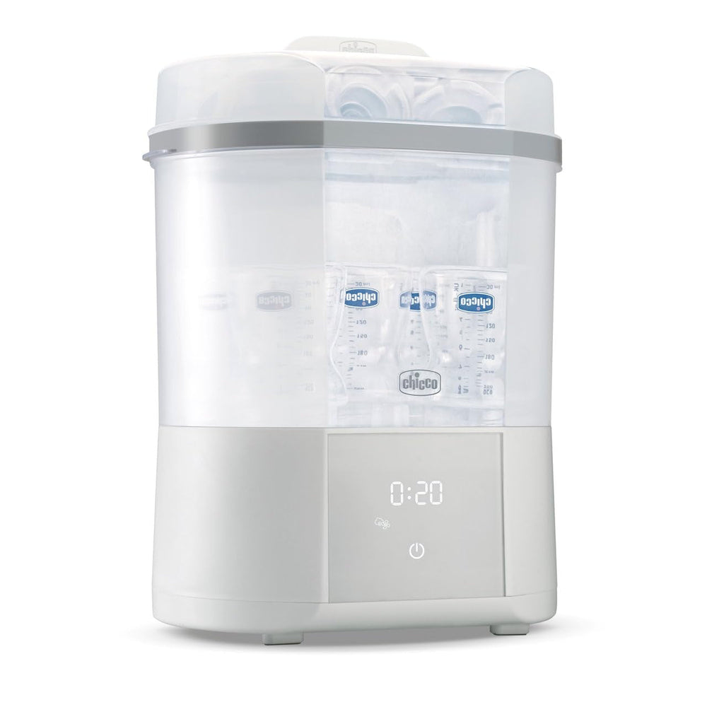 Sterilizator modular Chicco cu funcție de uscare, sterilizator pentru biberon, inel de dentiție și suzetă cu oprire automată, potrivit pentru cuptorul cu microunde, potrivit pentru sterilizarea a până la 6 biberoane de 330 ml
