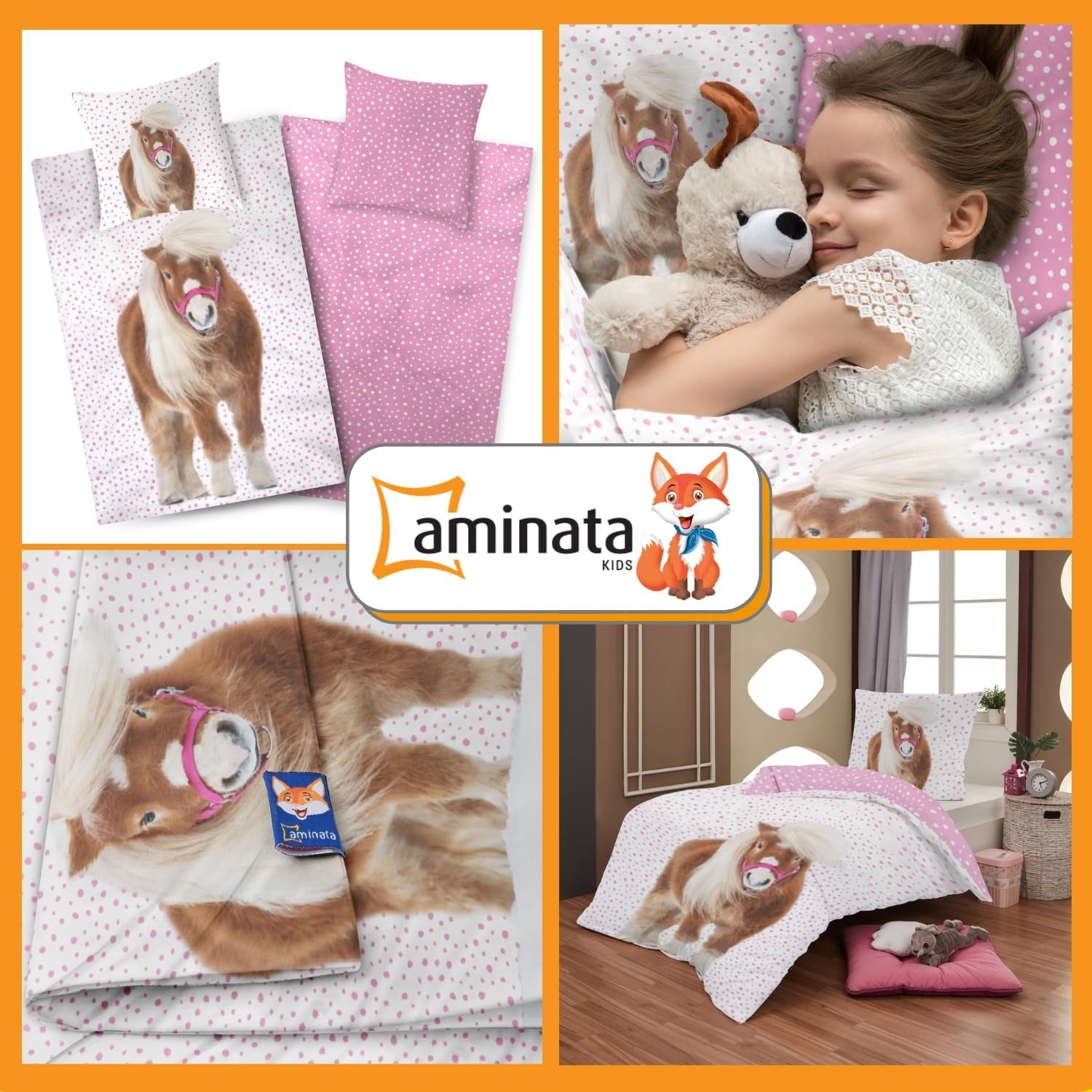 Aminata, lenjerie de pat pentru copii cu ponei Lenjerie de pat - copii Naty Shop