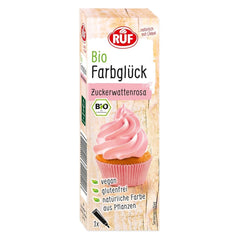 Colorant alimentar organic RUF roz vată de zahăr, cu sirop de agave pentru colorarea glazurii și pentru prăjituri decorative, fără gluten și vegan, 1 x 25g