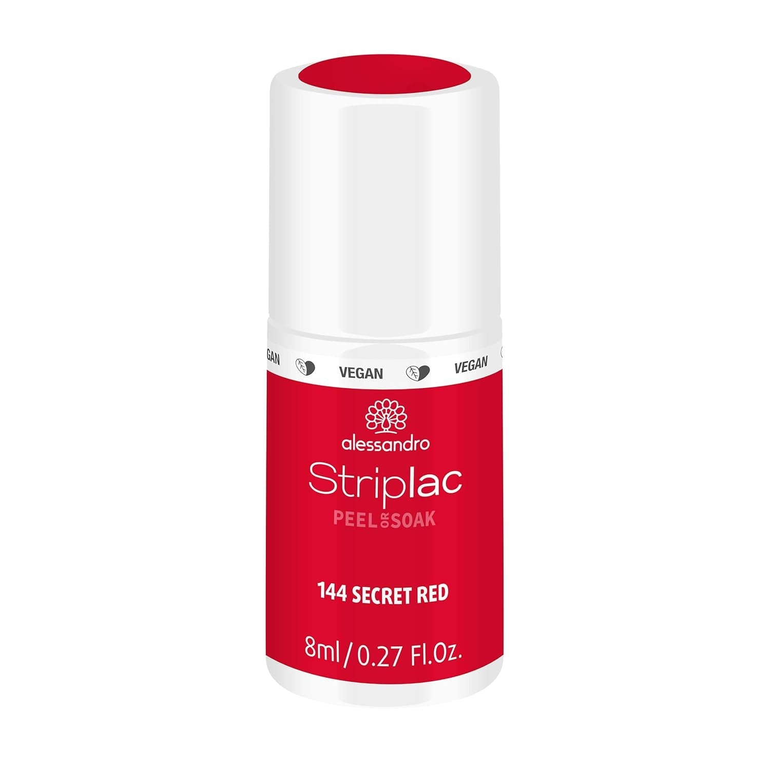 Oja UV alessandro Striplac Elegant Ruby – Delicată și de lungă durată – Îndepărtare ușoară datorită tehnologiei de îndepărtare peel-off – Vegană și cruelty-free – 8 ml