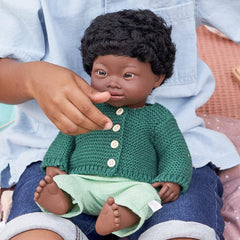 Miniland Babypuppe afrikanischer Junge 38cm mit Down Syndrom, 31089