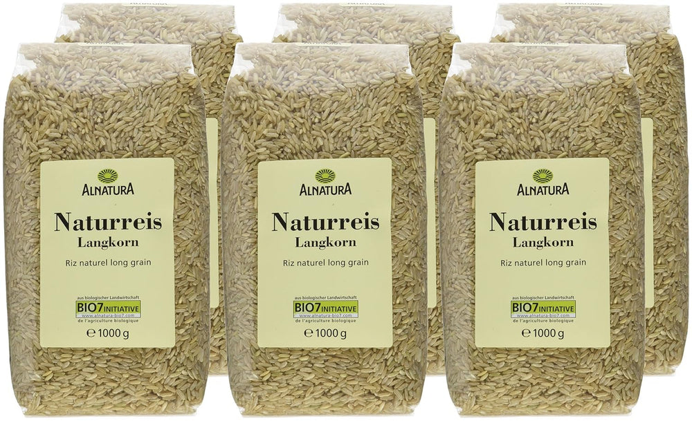 Orez brun organic cu bob lung, pachet de 6 bucăți (6 x 1 kg)