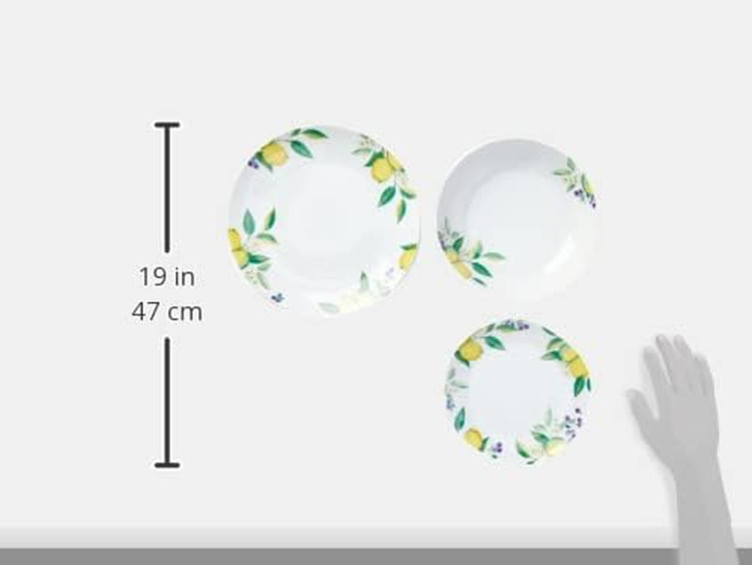 Set de veselă Excelsa Lemon, 18 piese, porțelan, alb/lămâie