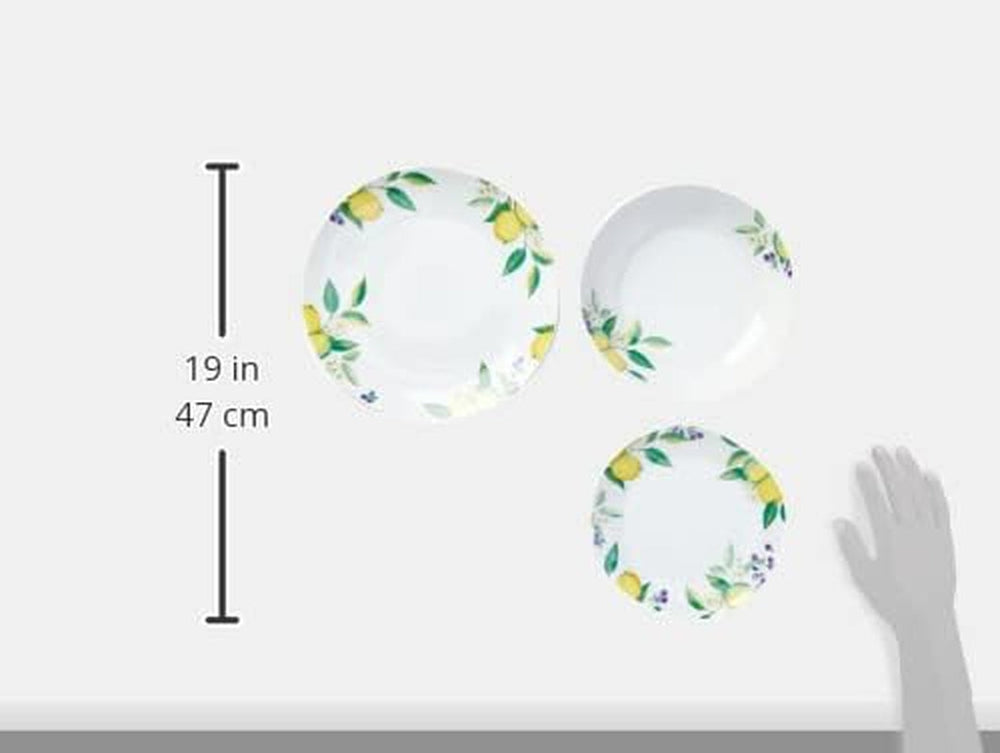 Set de veselă Excelsa Lemon, 18 piese, porțelan, alb/lămâie