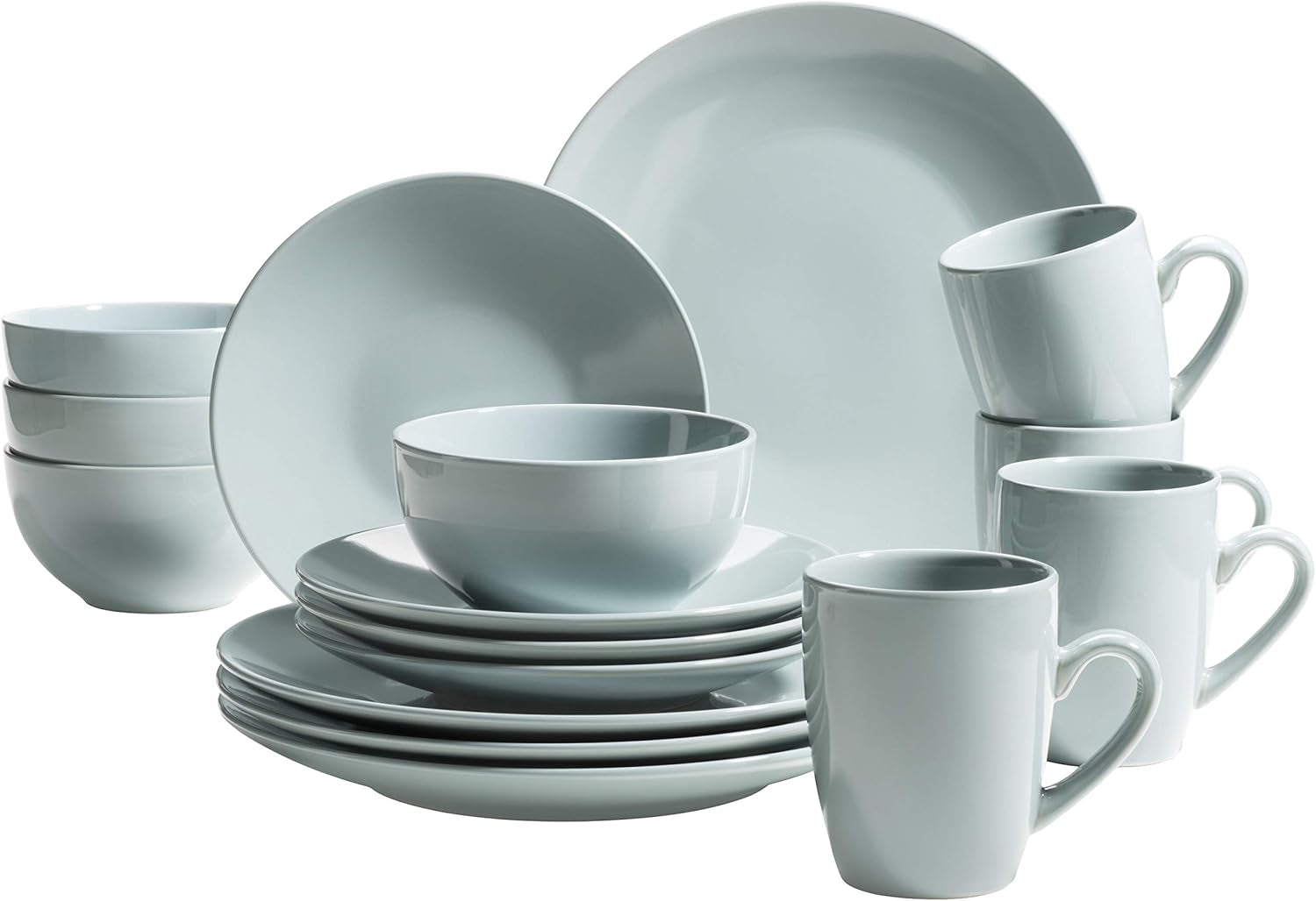 MÄSER Pastell Selection, Modernes Geschirr Set für 4 Personen, 16-teiliges Kombiservice aus Keramik, Steinzeug, Türkis-Grün