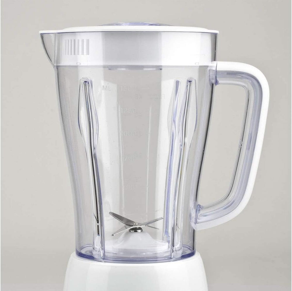Girmi FR46 Elektrischer Mixer, 1,5 Liter, 2 Geschwindigkeiten Mit Pulse-Funktion, 4 Edelstahlklingen, Messbecherdeckel, Messbecher Mit Skala, Sicherheitseinrichtung, Weiß/Rot Bucatarie Naty Shop