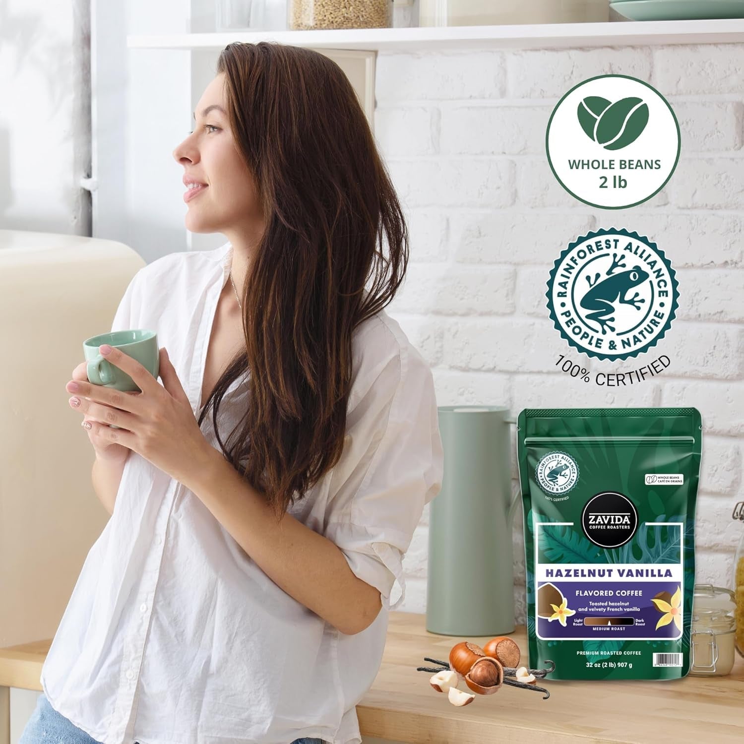 Cafea boabe premium cu vanilie și alune (2 lb) de la N/A