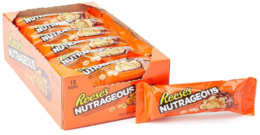 Unt de arahide Nutrageous - Batoane de ciocolată cu unt de arahide: 18 bucăți (18 x 47 g)