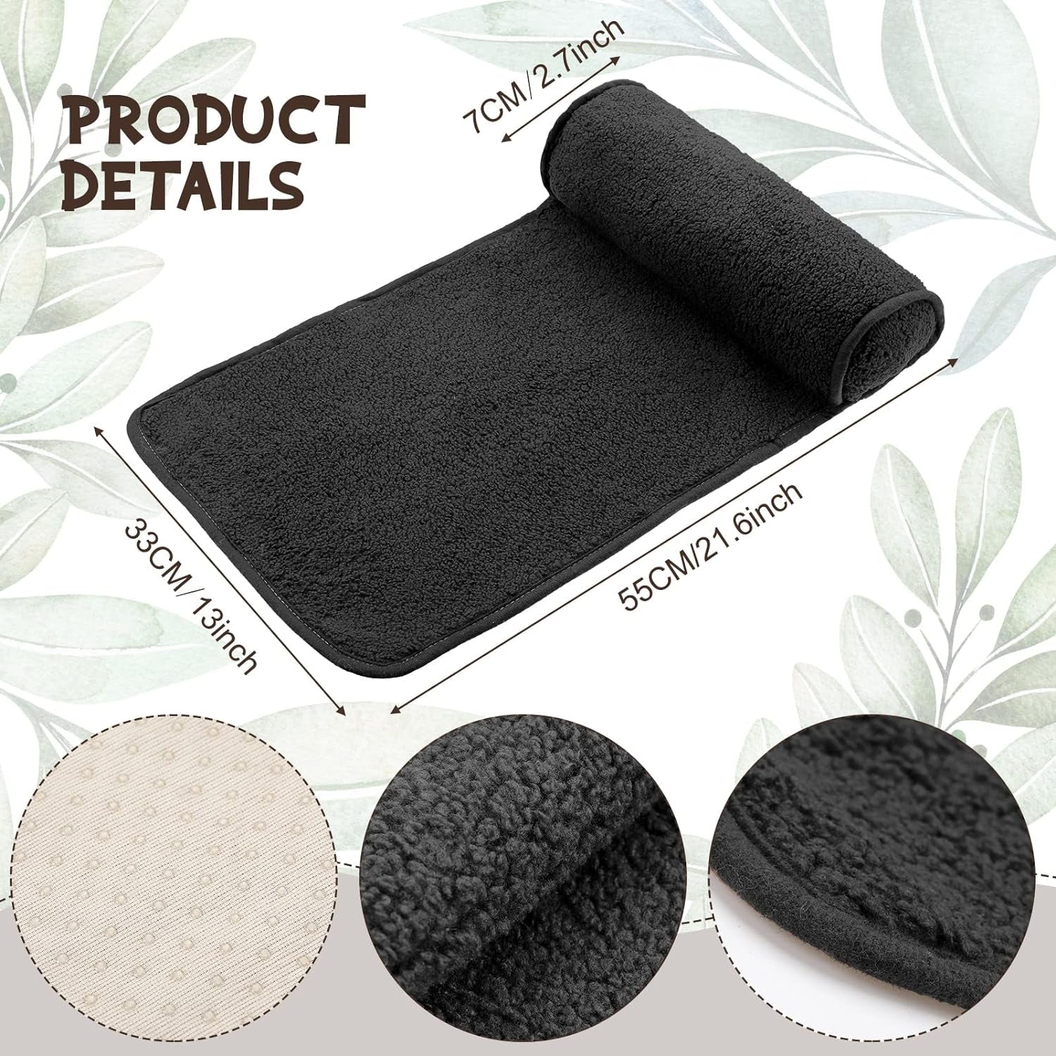 Pernă de gât pentru șezlong, pernă pentru cap, pernă reglabilă din pluș, rolă pentru gât, antiderapantă, fleece, canapea, pernă de susținere a gâtului și capului pentru călătorii, acasă, șezlong, canapea, fotoliu (negru)