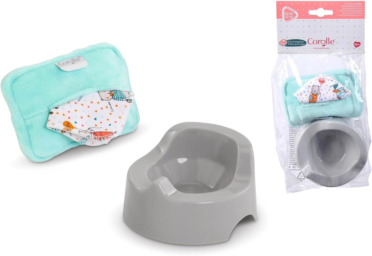 Corolle 9000110750 - Ma Premiere Poupee Töpfchen, Tuchspender, für alle 30-36cm Babypuppen, ab 18 Monaten