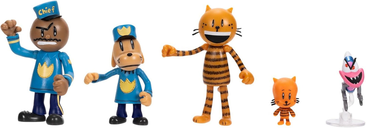 Dog Man Movie Action Figure Multipack Set de la Jakks Pacific, include figuri mobile de 6 cm - jucării inspirate din film, Lil Petey, Petey, Chief și Flippy! Action figures Naty Shop Dog Man 6 Cm Set Multipack