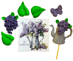Set 7 decoratiuni comestibile din pasta de zahar, Flori de liliac Decoratiuni din Pasta de Zahar Nati Shop