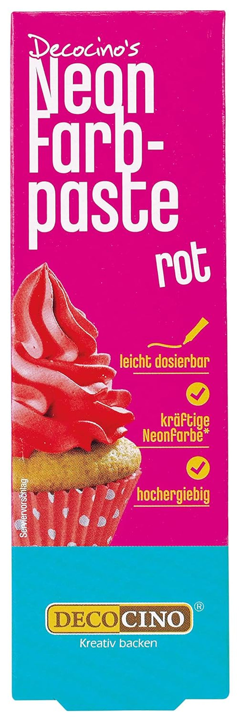 Decocino Neon Food Paste Red – Colorant alimentar cu doză mare – Pentru colorarea prăjiturilor, brioșelor, cupcake-urilor – Fără gust