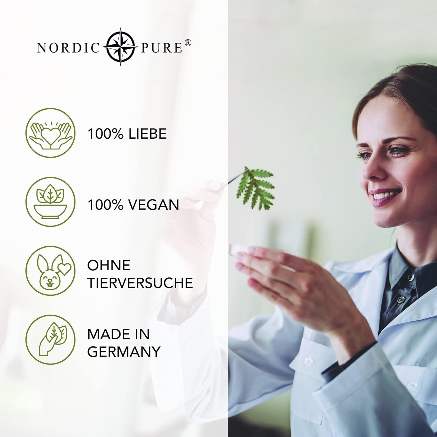 Tratament pentru păr cu extract de busuioc de la Nordic Pure | Pentru îngrijirea părului subțire, uscat și fragil | Poate preveni căderea părului | 100ml Ingrijirea parului Naty Shop