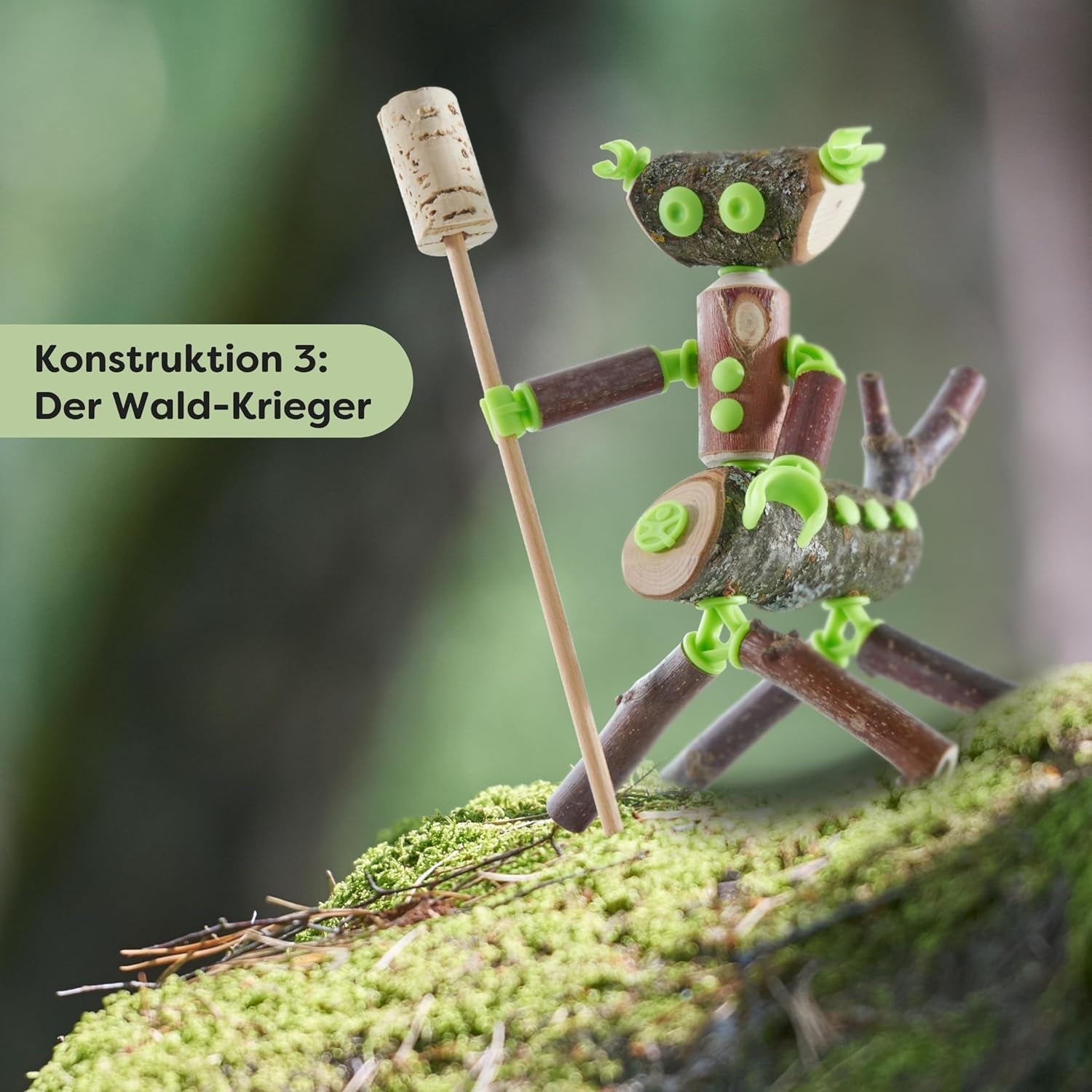 HABA Terra Kids Connectors – Starter-Konstruktionsset für Kinder - Holz-Bastelset mit Kunststoff-Verbinder und Handbohrer – Natur-Baukasten für kreatives Bauen von Figuren