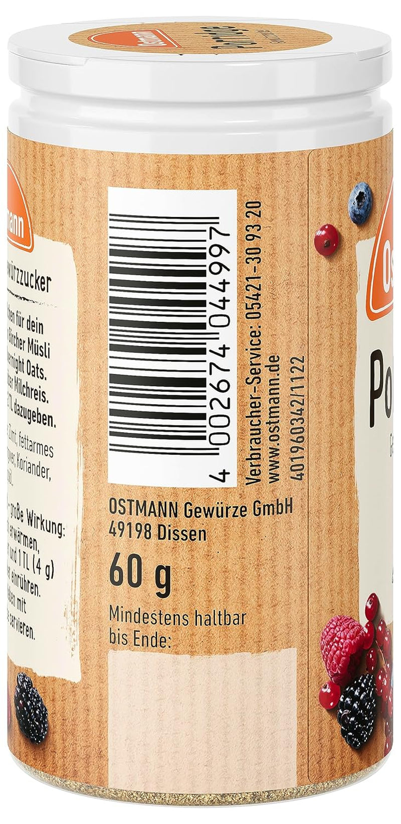 Condimente Ostmann – Zahăr condimentat pentru terci, amestec aromatic cu scorțișoară și cacao, pentru asezonarea fulgilor de ovăz, budincii de orez și a altor specialități dulci, vegan, 60 g (designul ambalajului poate varia)