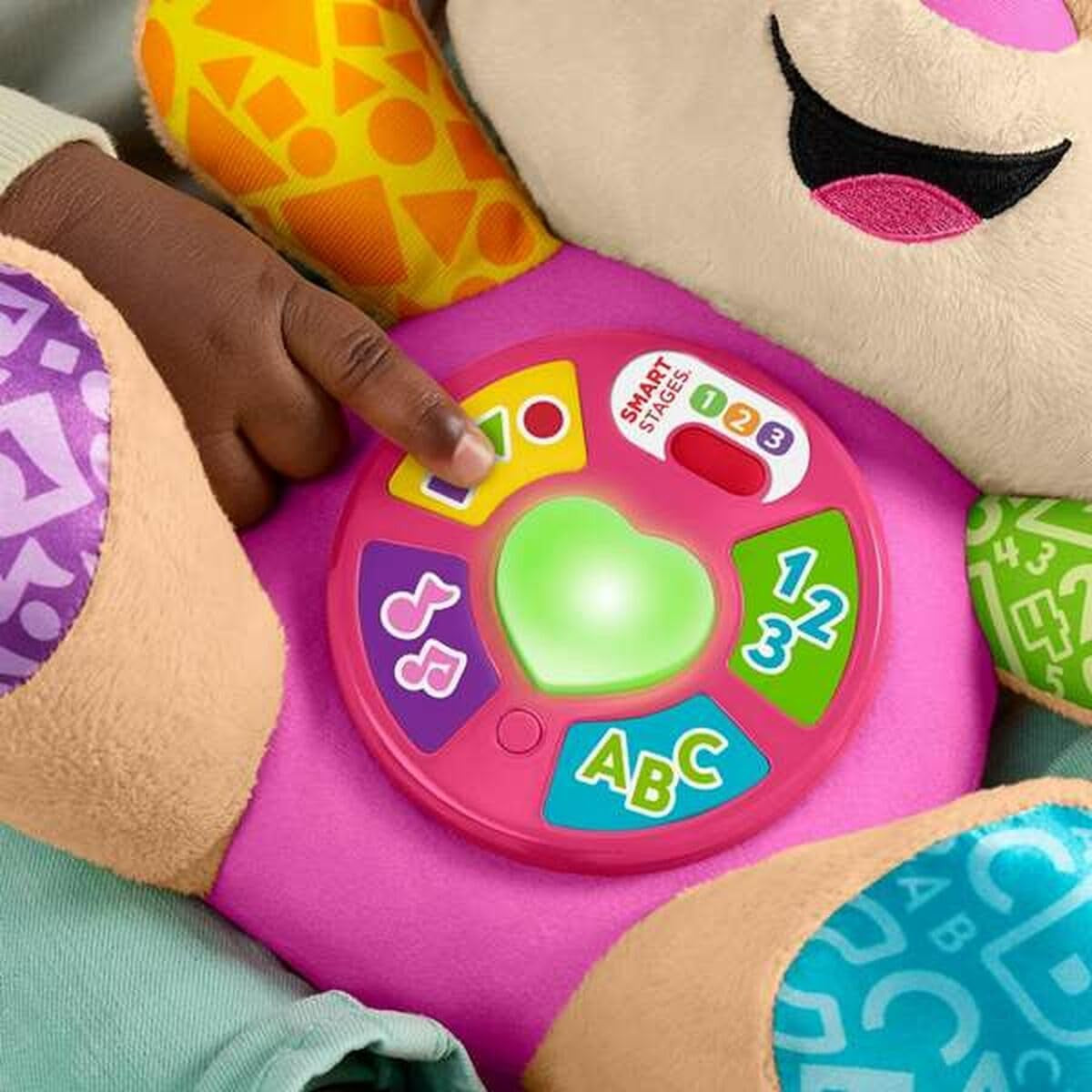 Fisher-Price Laugh & Learn JFD35 jucărie moale cu Smart Stages Jucărie muzicală de învățare pentru bebeluși de la 6 luni, versiune multilingvă: italiană, spaniolă, portugheză, engleză, JFD35 Jucarii Bebe Naty Shop
