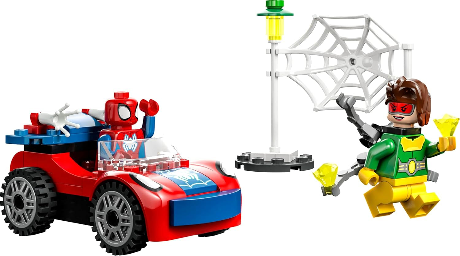 LEGO 10789 Marvel Spider-Mans Auto und Doc Ock Set, Spidey und Seine Super-Freunde, baubares Spielzeug für Jungen und Mädchen ab 4 Jahren, mit im Dunkeln leuchtenden Teilen