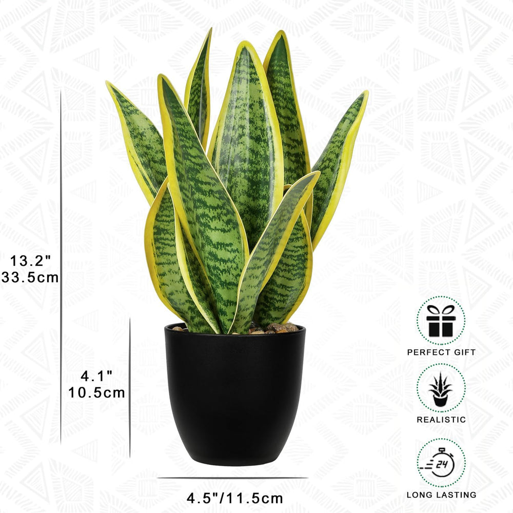 Sansevieria Kunstpflanze Im Keramiktopf, Kleine Zimmerpflanze, Künstliche Schlangenpflanze, Kunstpflanzen Wie Echt Perfekt Für Badezimmer Schlafzimmer Home Office Dekoration, Höhe 33Cm