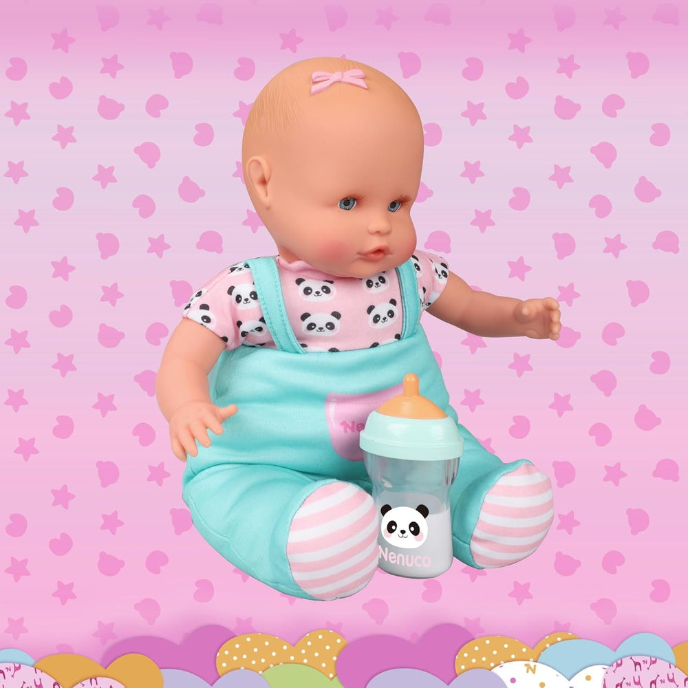 Magische Flasche, weiche Babypuppe, die Flüssigkeit aus der Flasche verschwindet, wenn das Baby fertig ist. Für Jungen und Mädchen ab 10 Monaten (Famosa NFN86000)