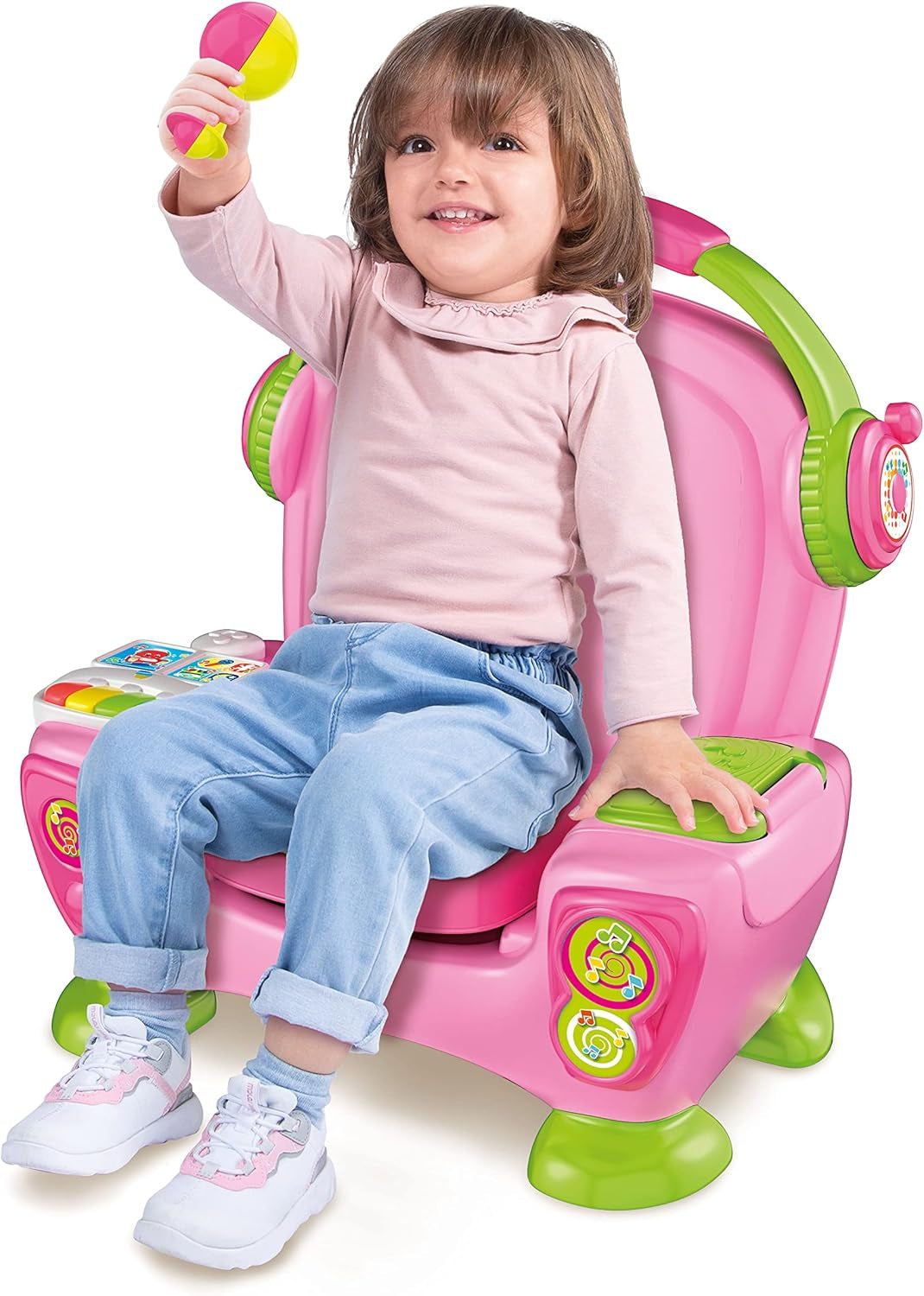 Clementoni 17755 Canta fotoliu cu sunet și dans roz - fotoliu interactiv și multifuncțional pentru copii în italiană, jucărie 1 an - Fabricat în Italia, multicolor Jucarii Bebe Naty Shop