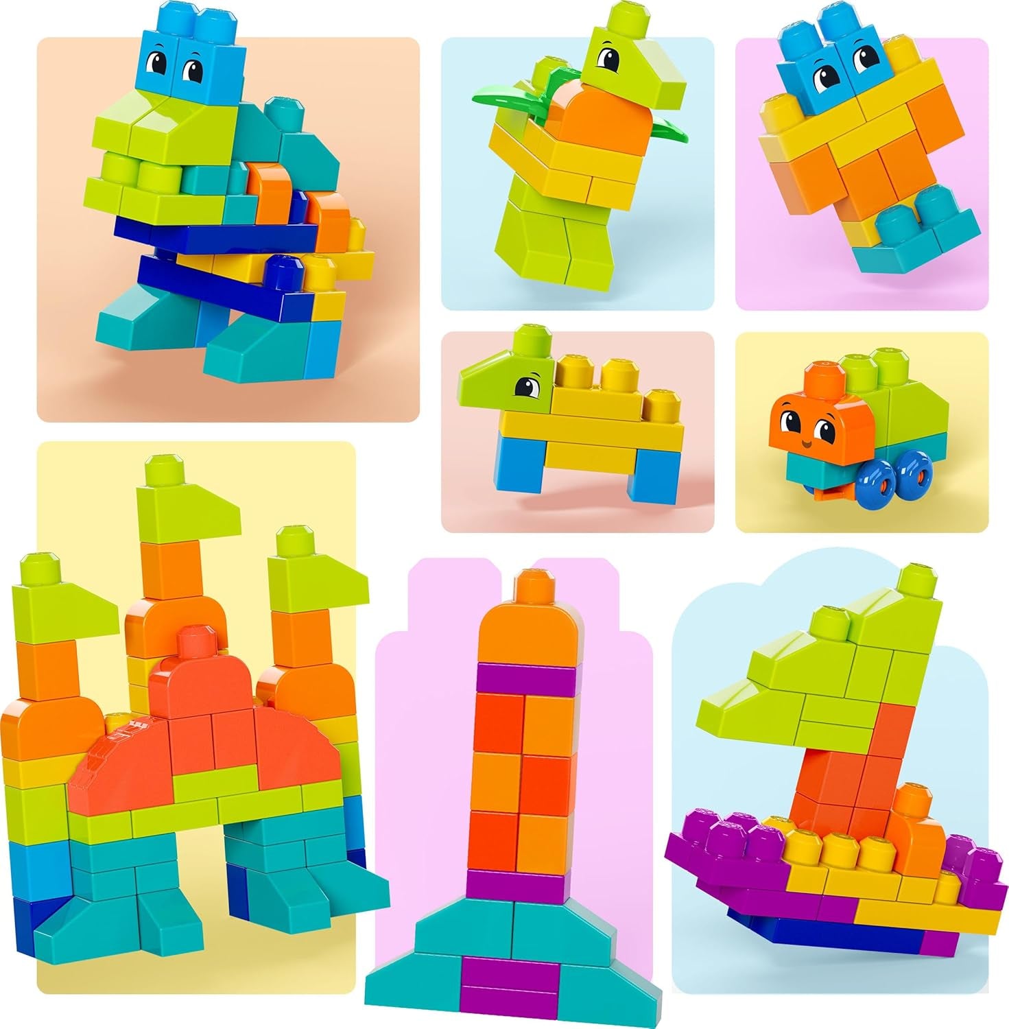 MEGA HHM96 - MEGA BLOKS Bausteinebeutel Deluxe, 150 große und farbenfrohe Bausteine mit einer Aufbewahrungstasche, Konstruktionsspielzeug, Spielzeug-Geschenkset für Kinder ab 1 Jahr