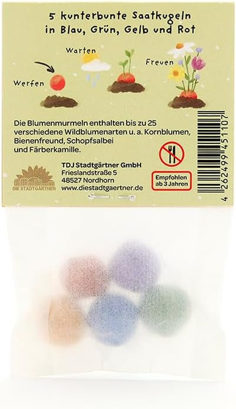 Humorvolles Geschenk: 5 Bunte Blumenmurmeln | Farbenfrohe Seedbombs Mit Wildblumensaatgut | Als Dankeschön, Gastgeschenk & Kleine Grüße Für Gärtner | 100% Ökologisch Und Mind. 2 Jahre Haltbar